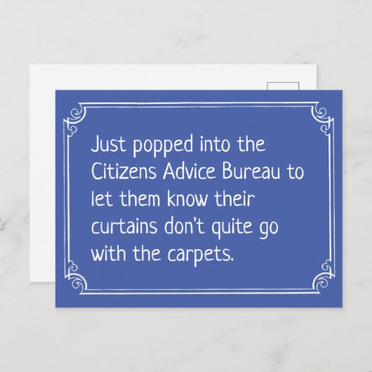 Funny Citizens Advice Bureau Joke Postkarte (Vorne/Hinten)