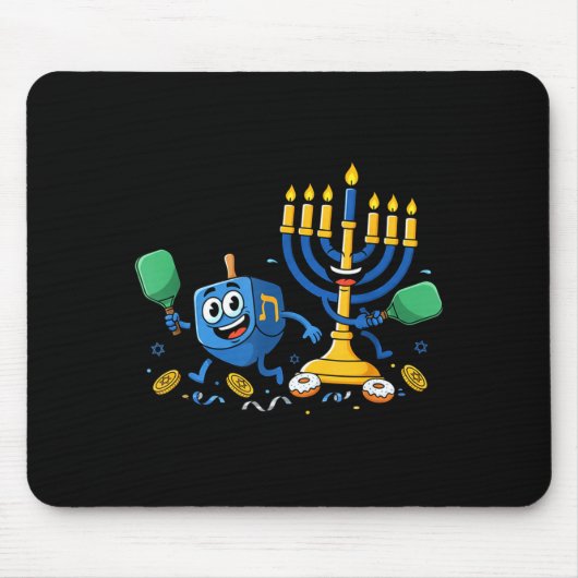 Funny Ckleball Dreidel Menorah Hanukkah Kids Women Mousepad (Vorne)