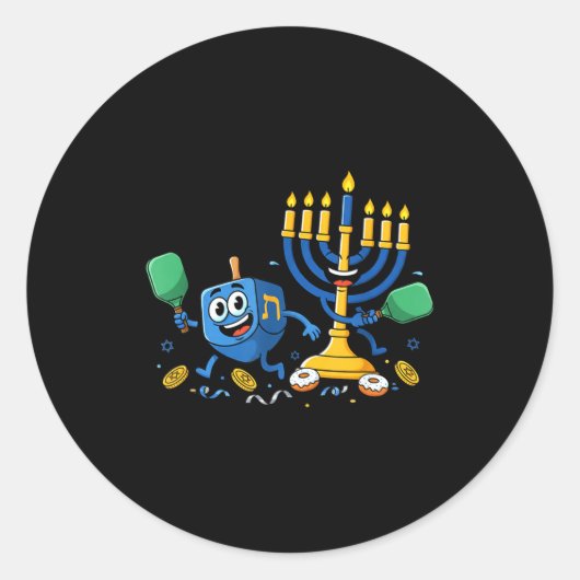 Funny Ckleball Dreidel Menorah Hanukkah Kids Women Runder Aufkleber (Vorderseite)
