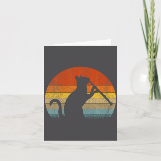 Funny Clarinet Cat Clarinet Player Musician Retro Karte (Vorderseite)