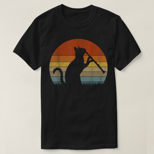 Funny Clarinet Cat Clarinet Player Musician Retro T-Shirt (Design vorne)