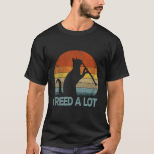 Funny Clarinet Cat I Reed A Lot Musiker Retro Vin T-Shirt