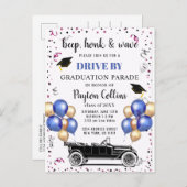 Funny Class of 2024 DRIVE BY Graduation Party Ankündigungspostkarte (Vorne/Hinten)