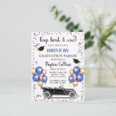 Funny Class of 2024 DRIVE BY Graduation Party Ankündigungspostkarte (Stehend Vorderseite)