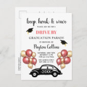Funny Class of 2024 DRIVE BY Graduation Party Ankündigungspostkarte (Vorne/Hinten)