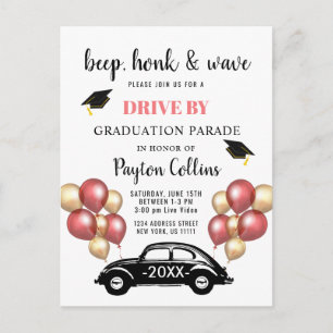 Funny Class of 2024 DRIVE BY Graduation Party Ankündigungspostkarte