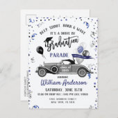 Funny Class of 2024 DRIVE BY Graduation Party Anno Ankündigungspostkarte (Vorne/Hinten)