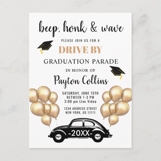 Funny Class of 2024 DRIVE BY Graduation Party Post Postkarte (Vorderseite)