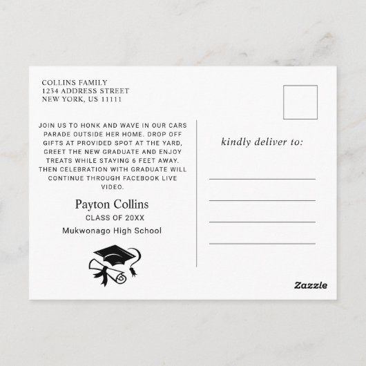 Funny Class of 2024 DRIVE BY Graduation Party Postkarte (Rückseite)