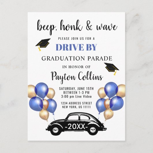 Funny Class of 2024 DRIVE BY Graduation Party Postkarte (Vorderseite)