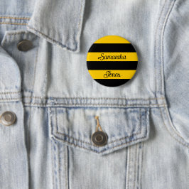 Funny Classic Bumble Bee Stripes Striptester Button