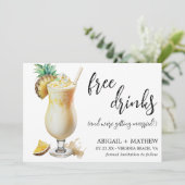 Funny Classic Pina Colada Cocktail Foto Hochzeit Save The Date (Stehend Vorderseite)