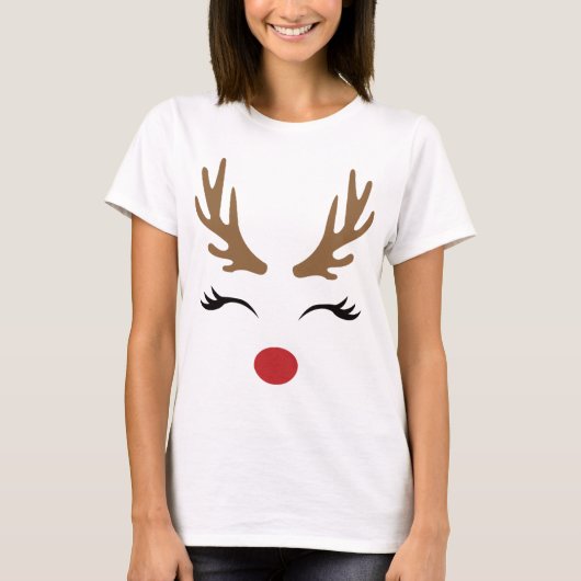 Funny Classic Weihnachts-Rentier-Gesicht T-Shirt (Vorderseite)