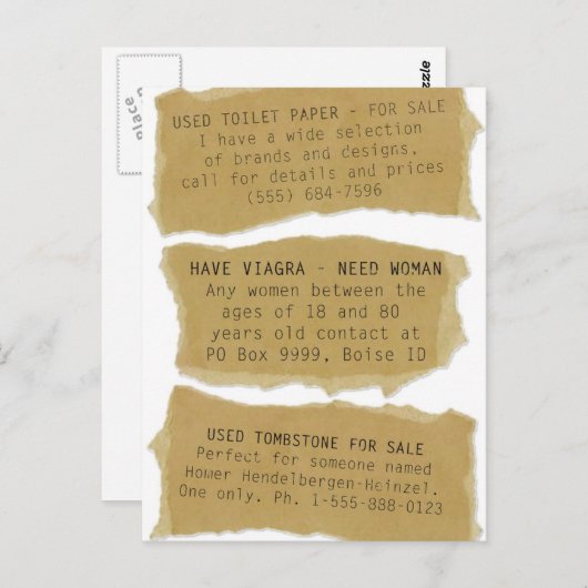 Funny Classifieds 8 Pk. Postkarten (Vorne/Hinten)