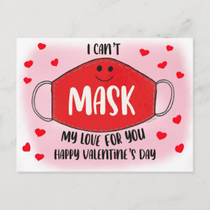 Funny Classroom Valentines Maske soziale Distanz Postkarte
