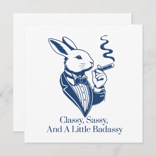 Funny Classy Rabbit Smoking Cigar Einladung (Vorne/Hinten)