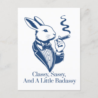 Funny Classy Rabbit Smoking Cigar Postkarte