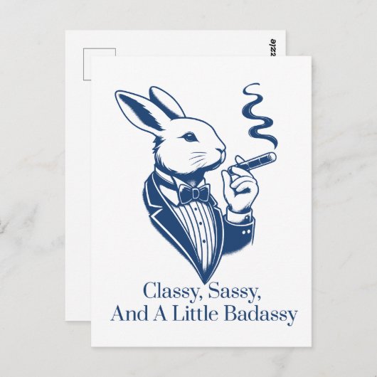 Funny Classy Rabbit Smoking Cigar Postkarte (Vorne/Hinten)