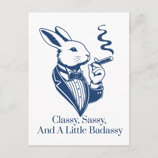 Funny Classy Rabbit Smoking Cigar Postkarte (Vorderseite)