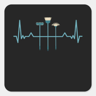 Funny Cleaning Heartbeat Cleaner Gift Quadratischer Aufkleber