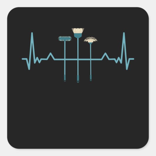 Funny Cleaning Heartbeat Cleaner Gift Quadratischer Aufkleber (Vorderseite)