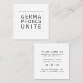 Funny Cleaning Service Germaphobes Unite Quadratische Visitenkarte (Vorne/Hinten)