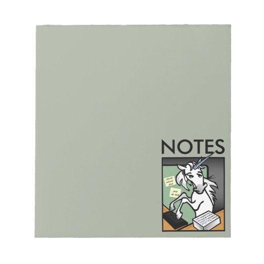 FUNNY CLERICAL RECEPTIONIST UNICORN NOTEPAD NOTIZBLOCK (Vorderseite)