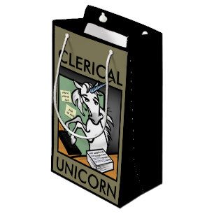 FUNNY CLERICAL UNICORN SMALL MATTE GIFT BAG KLEINE GESCHENKTÜTE