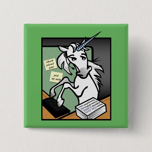 FUNNY CLERICAL UNICORN SQUARE BUTTON BACK BUTTON (Vorderseite)