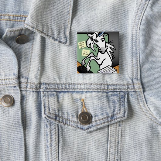 FUNNY CLERICAL UNICORN SQUARE BUTTON BACK BUTTON (Beispiel)