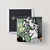 FUNNY CLERICAL UNICORN SQUARE BUTTON BACK BUTTON (Vorne & Hinten)