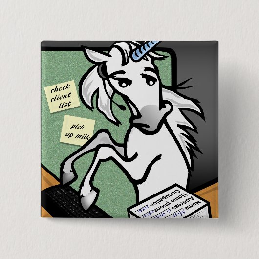 FUNNY CLERICAL UNICORN SQUARE BUTTON BACK BUTTON (Vorderseite)