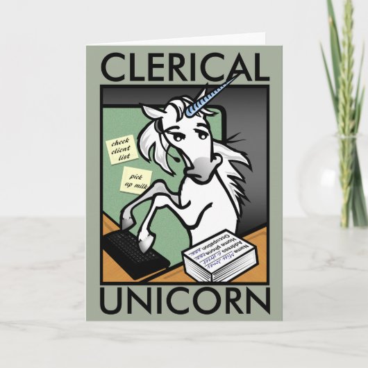 FUNNY CLERICAL UNICORN VERTICAL GREETCAL CARD KARTE (Vorderseite)