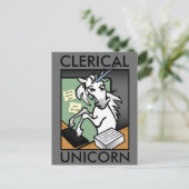 FUNNY CLERICAL UNICORN VERTICAL POSTCARD POSTKARTE (Stehend Vorderseite)