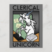 FUNNY CLERICAL UNICORN VERTICAL POSTCARD POSTKARTE (Vorderseite)