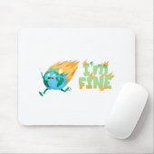 Funny Climate Change Earth "I m Fine" Design Mousepad (Mit Mouse)