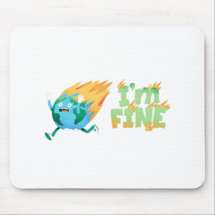 Funny Climate Change Earth "I m Fine" Design Mousepad