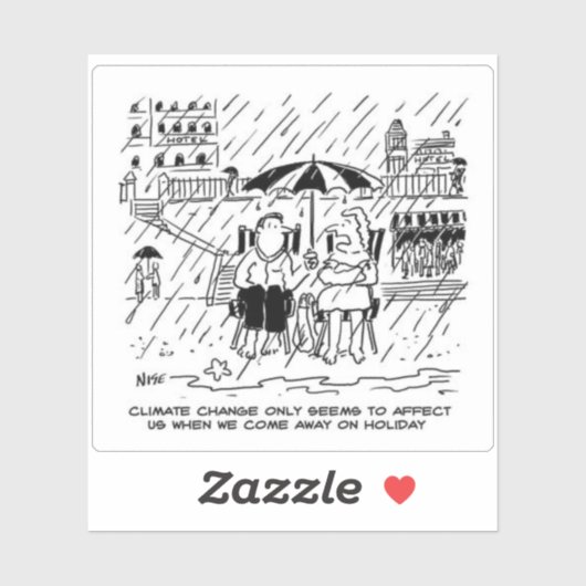 Funny Climate Change Urlaub Cartoon. Aufkleber (Blatt)