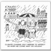 Funny Climate Change Urlaub Cartoon. Aufkleber (Vorderseite)