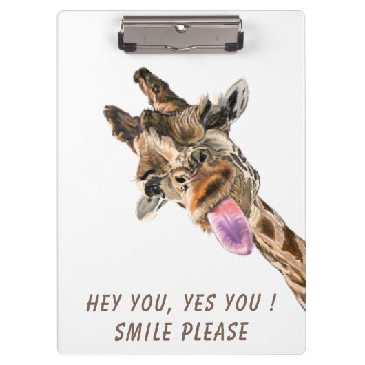 Funny Clipboard Playful Giraffe - Lächeln Klemmbrett (Vorderseite)