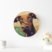 Funny Closeup of a Natural Doberman Dog Große Wanduhr (Zuhause)