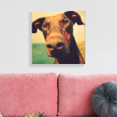 Funny Closeup of a Natural Doberman Dog Leinwanddruck (Insitu (Wohnzimmer))