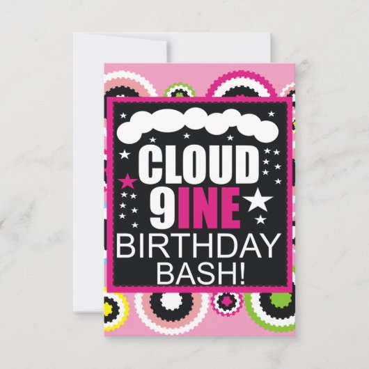 Funny Cloud Nine Cosmic Birthday Party Invitation Einladung (Vorderseite)