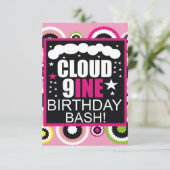 Funny Cloud Nine Cosmic Birthday Party Invitation Einladung (Stehend Vorderseite)