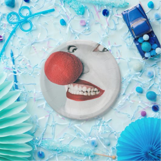 Funny Clown Face Birthday Pappteller (Party)