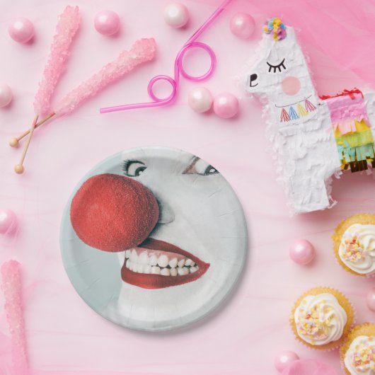 Funny Clown Face Birthday Pappteller (Party)