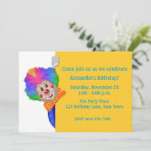 Funny Clown, Geburtstagsparty Einladung (Stehend Vorderseite)