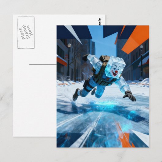 Funny clown icecube falling on ice postkarte (Vorne/Hinten)