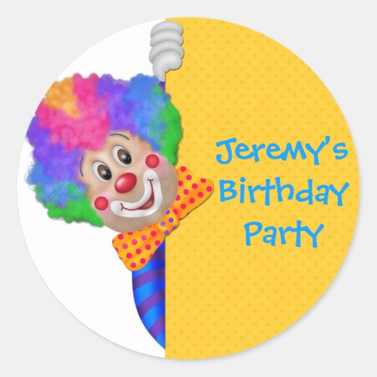 Funny Clown Runder Aufkleber (Vorderseite)