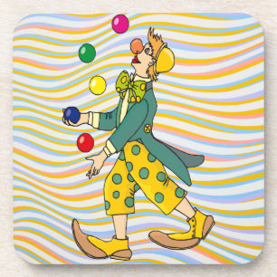 Funny Clown spielen mit farbenfrohen Balls Getränkeuntersetzer